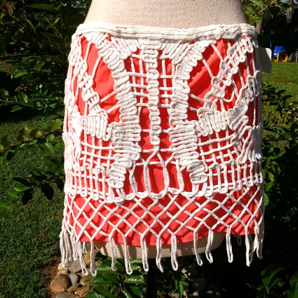 NWT UMGEE ORANGE W/ IVORY CROCHET OVERLAY.